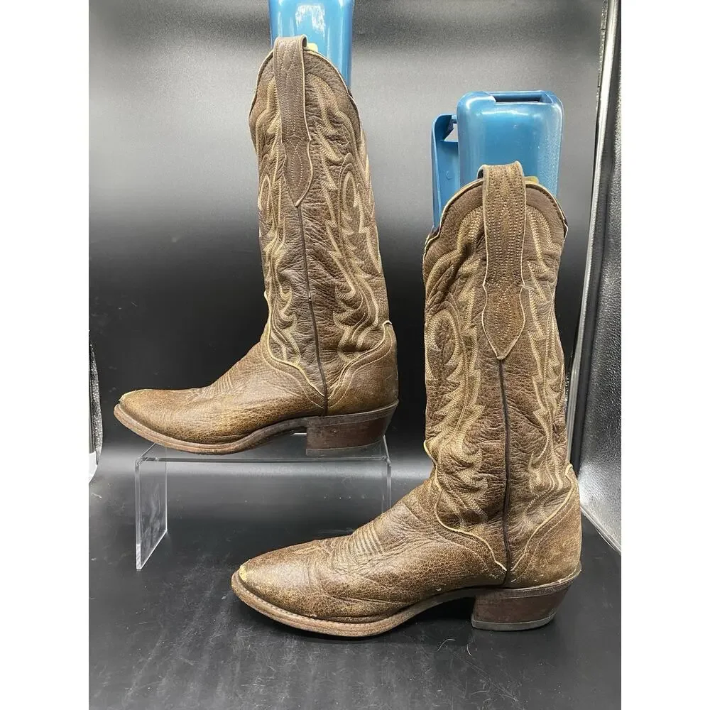 J. Chisholm Mens Western Cowboy Boots 8.5 D 92134 Brown